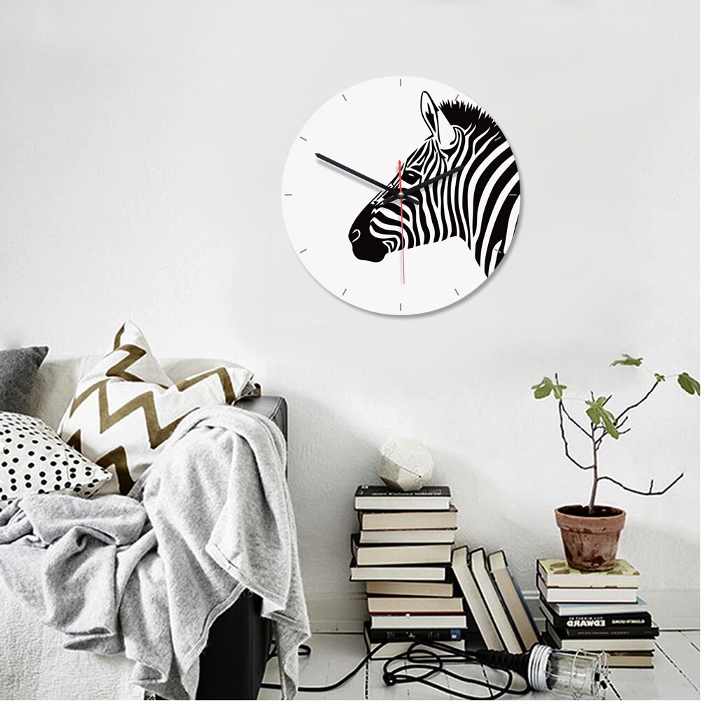 Cartoon Wall Clock Watch Clock DIY Cute Zebra Acrylic Cartoion Wall Clock Mirror Sticker Home Decoration Living Bedroom