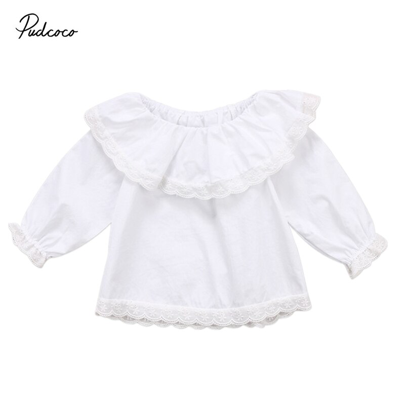 Pudcoco 0-24M Carino Principessa Appena Nato Del Bambino Delle Ragazze T-Shirt in Pizzo Off Spalla Manica Lunga Magliette E Camicette T-Shirt Vestiti