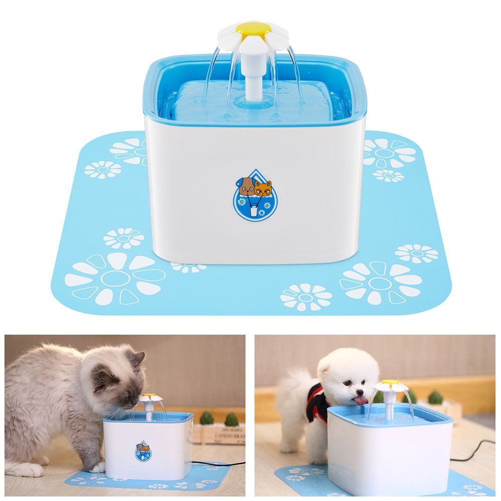 1.6L Automatic Pet Cat Water Fountain Drinking Mute Flower Water Dispenser with Filters Dog Cat Health Caring Drinker Product