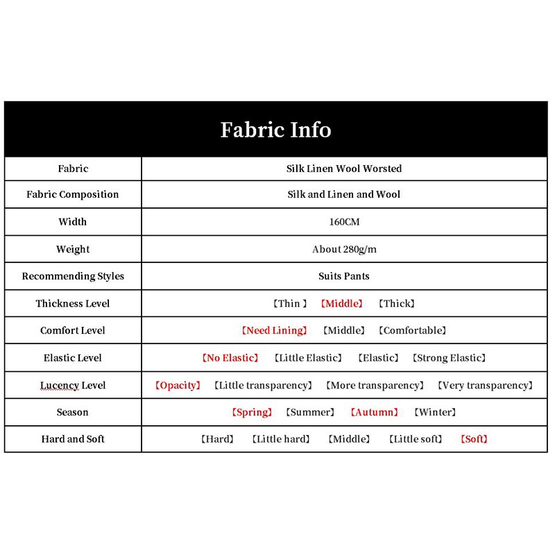 White Waxberry Light Yellow Silk Linen Wool Worsted Fabric Material Spring Women Suits Pant Jacket DIY Sewing Cloth