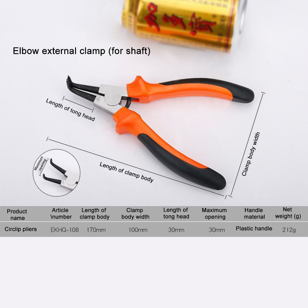 Portable Multifunctional Internal External Retaining Clip Circlip Pliers Crimp Tool Snap Ring Bent Straight Practical Hand Tool: Outer bend