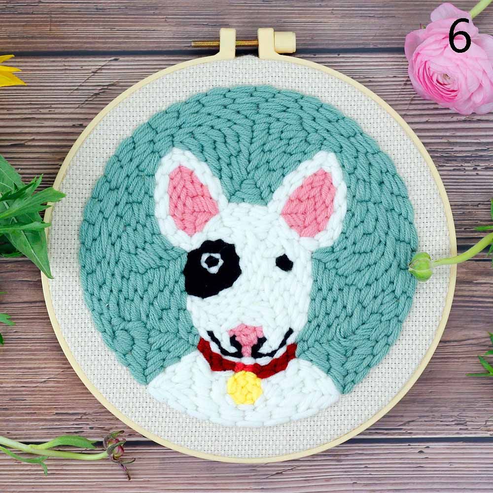 Punch Needle Embroidery Kit with Yarn for Beginners Easy Embroidery DIY Needlework Work Home Decor Cartoon Animal Embroidery: 6