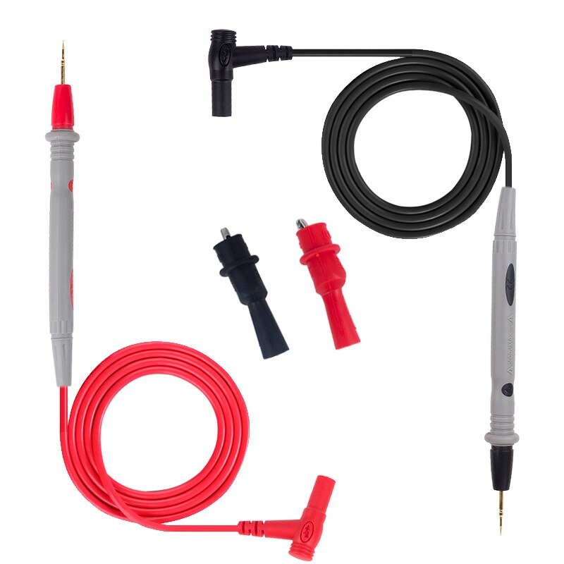 1 par silikone universal probe testledninger pin 1000v 20a til multimeter nålespidsmåler multi meter tester blyprobe ledningspenn: Pen og klip