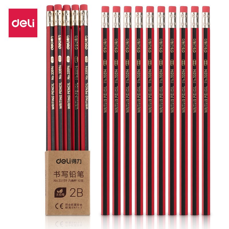 10pcs/set Office School Supplies 2B HB Wood Writing Pencil Hexagonal Sketch Pencil Drawing Exam Painting Pencil Art Stationery: 33159 2B