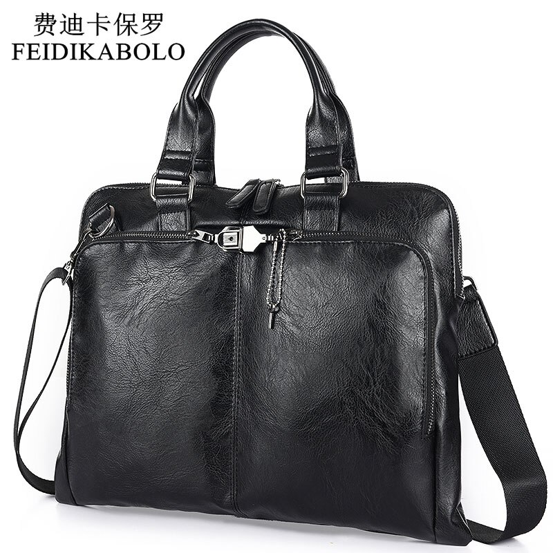 BOLO Business Briefcase Leather Men Bag Computer Laptop Handbag Man Shoulder Bag Messenger Bags Men&#39;s Travel Bags Black Brown: black