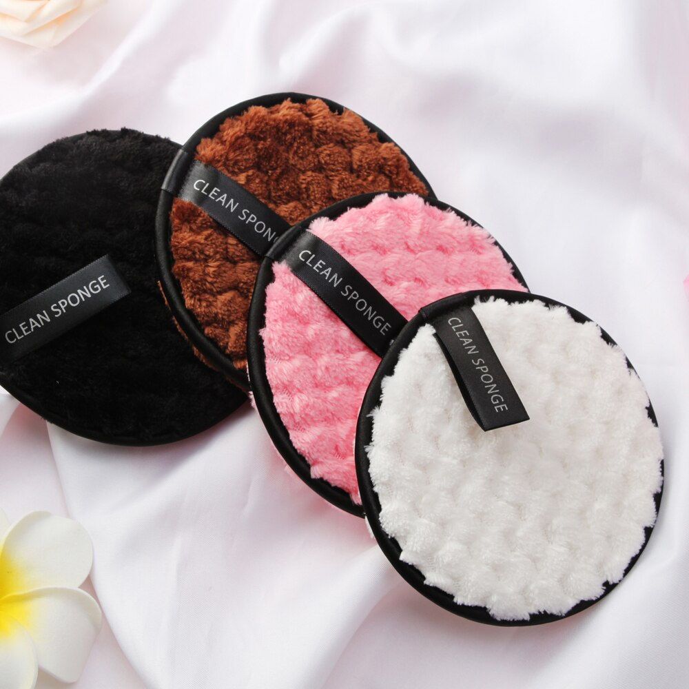 Chiffon démaquillant pour visage en peluche et microfibre, serviette nettoyante pour poudre de maquillage, tampons bouffée,