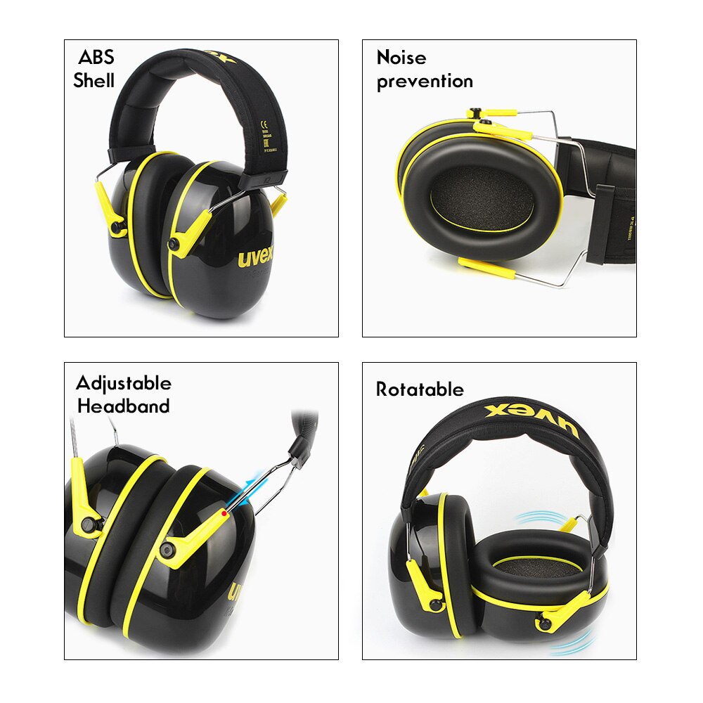 Orejeras de espuma UVEX K1/K2/K3 insonorizadas, reducción de ruido, 33dB, SNR, 27dB, NRR, diadema ajustable para viajes de sueño industrial
