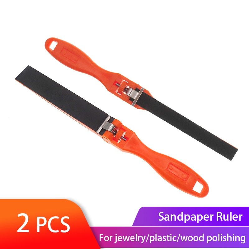 Regla de papel de lija para joyería, herramientas de pulido de madera de plástico, accesorio de pulido y molido abrasivo multifuncional