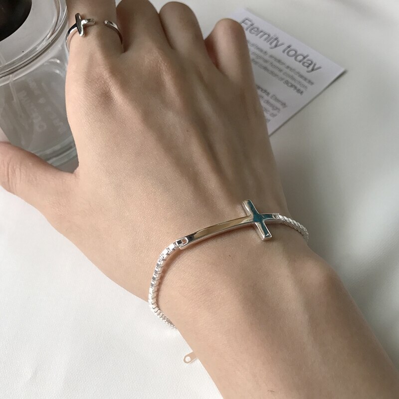 LouLeur 925 sterlina d'argento attraverso 2mm greggio scatola braccialetti catena argento reative squisito per le donne bella braccialetti dei monili del regalo