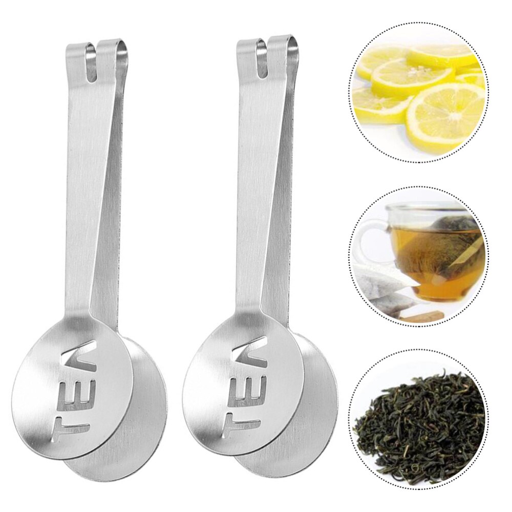 2 Pcs 1 Bag Rust-proof Tea Bag Holders Multipurpose Ice Cube Clamps (Silver)