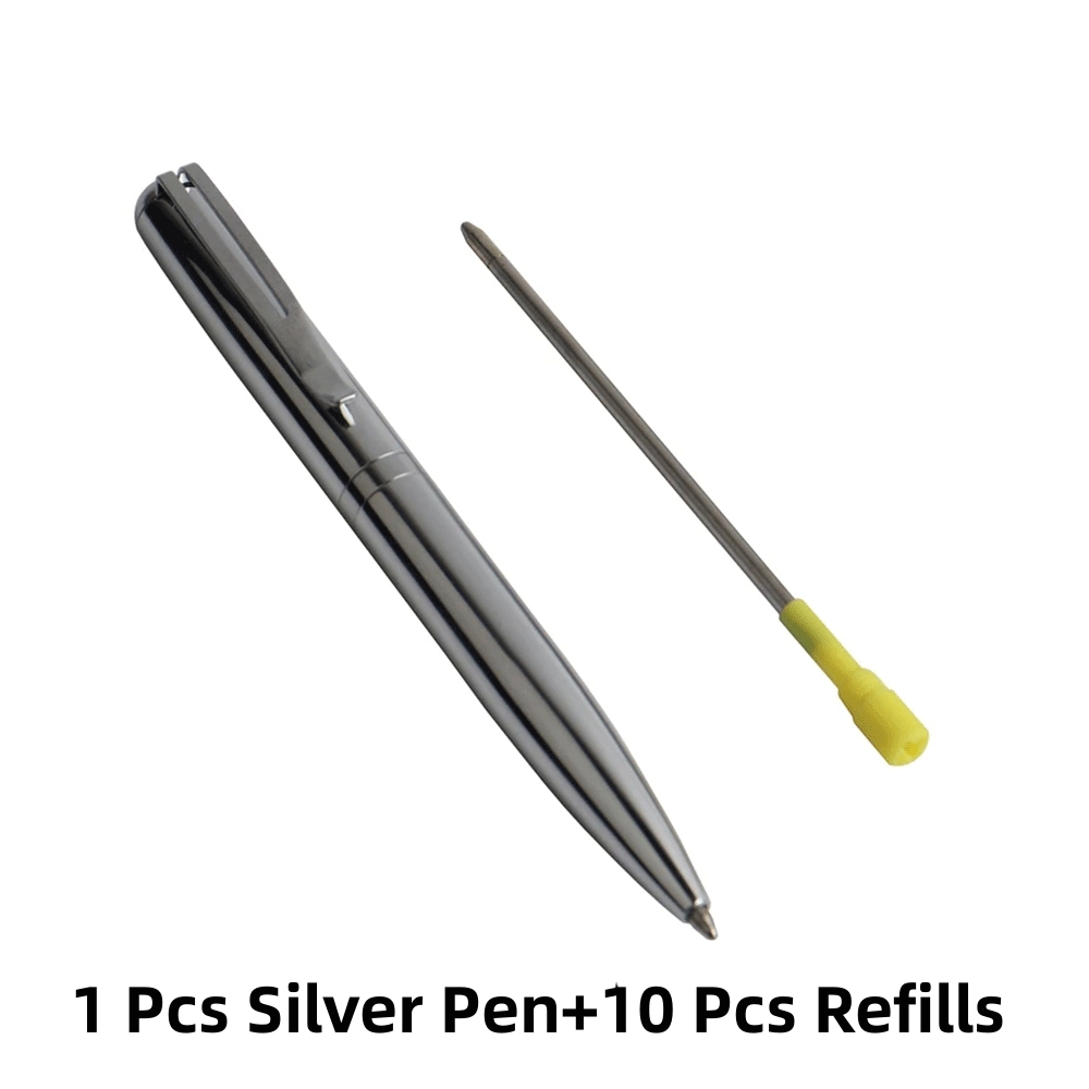 Mini penna a sfera tascabile in acciaio inox rotante a punta media nera InkPen Business
