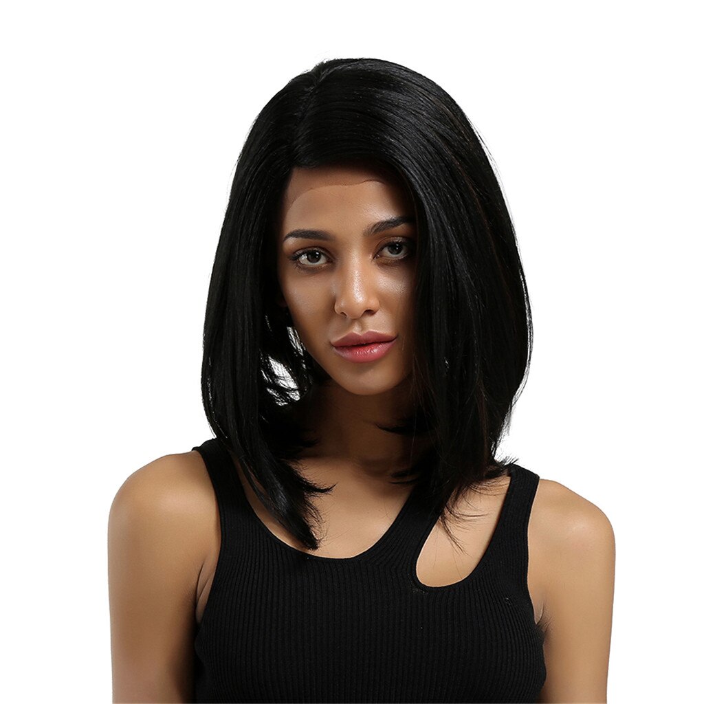 Blonde Unicorn Medium Long Front Lace Synthetic Wigs Black Brown with Highlight Wig for Black White Women Wedding Lace Hair: Lamp10492