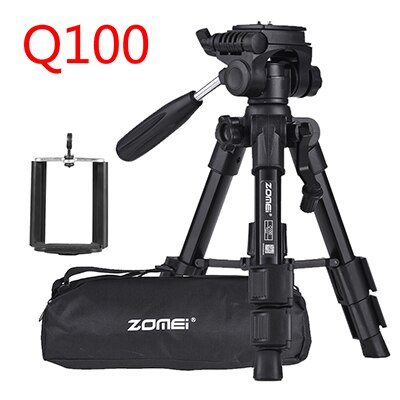 ZOMEI Q100 Q111 Professionele Draagbare Reizen Aluminium Camera Statief w/Pan Hoofd Telefoon Houder voor SLR DSLR Digitale Camera statief: ZOMEI Q100