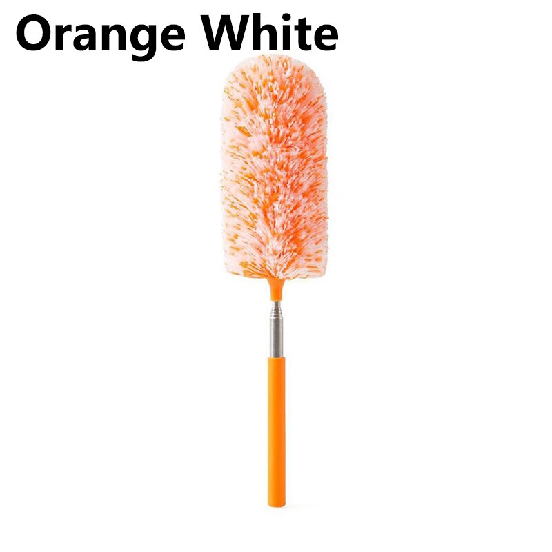 Retractable dusting duster Microfiber dust sweeping retractable feather duster Cleaning sweeping duster: Orange White
