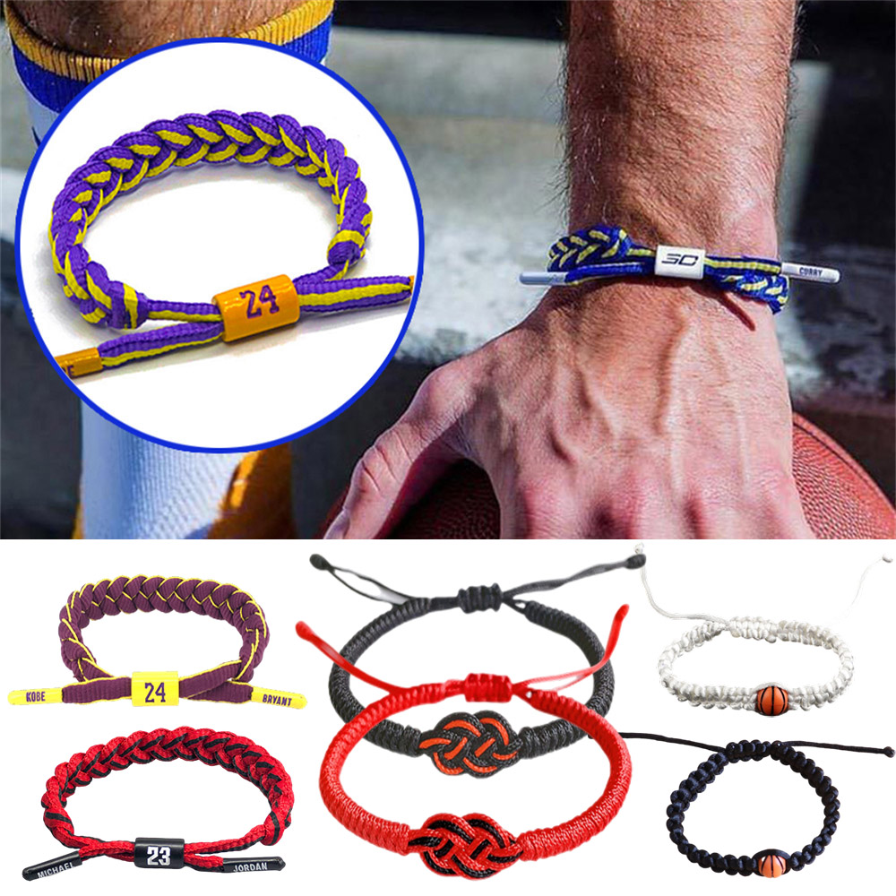 Basketball Player Number Braided Rope Bracelet Baseball Football Volleyball Sport Bangles for Men Adjustable Wristbands