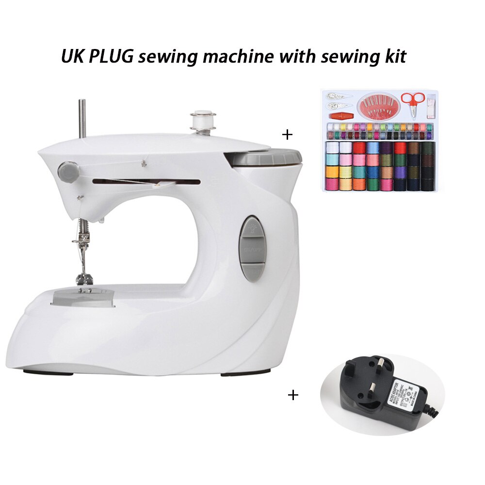 Sewing Machine FootFor Mini Manual Portable Assistant Home Electric Desktop Multi-Function Lockable Button DIY Clothes: UK PLUG with Kit