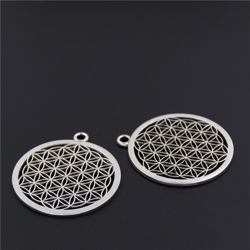 5pcs Silver Color Flower of life Circle Shaped Seed of Life Sacred Geometry Craft DIY Findings