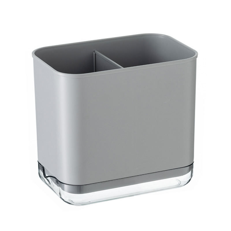 Multifunctional Spoon Fork Knief Chopstick Drain Box Tableware Storage Holder Double Layer Cutlery Shelf Kitchen Organizer Rack: Grey
