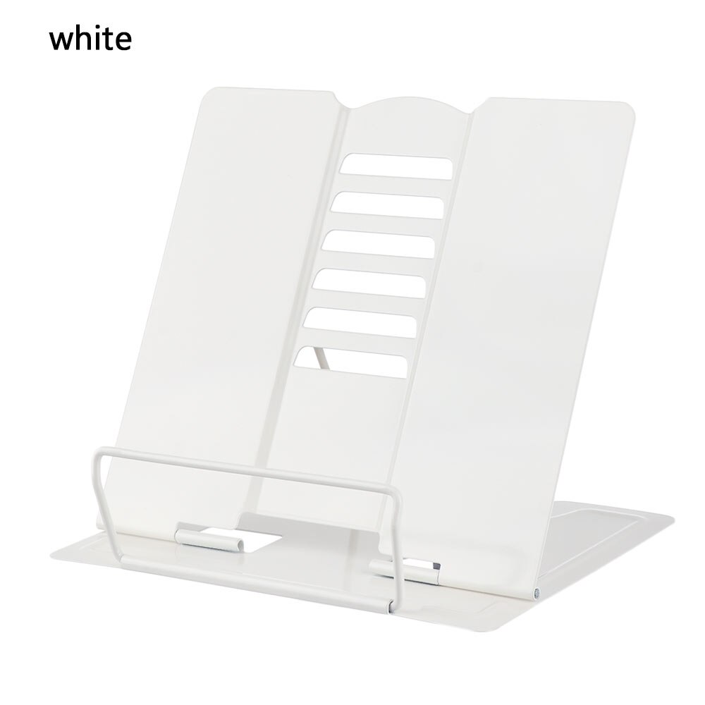 1PC Portable Metal Adjustable Reading Book Holder Foldable Document Shelf Bookstand Display Stand Office School Supply: white