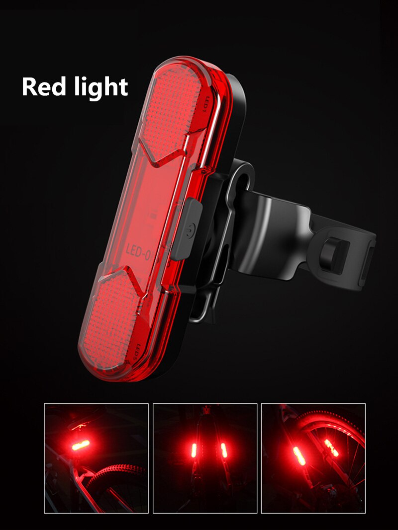 Bike Bicycle Lights Waterproof Power Safety LED USB Rechargeable Warning Light Flashlight Rear Tail Light Lamp for Night Cycling: red