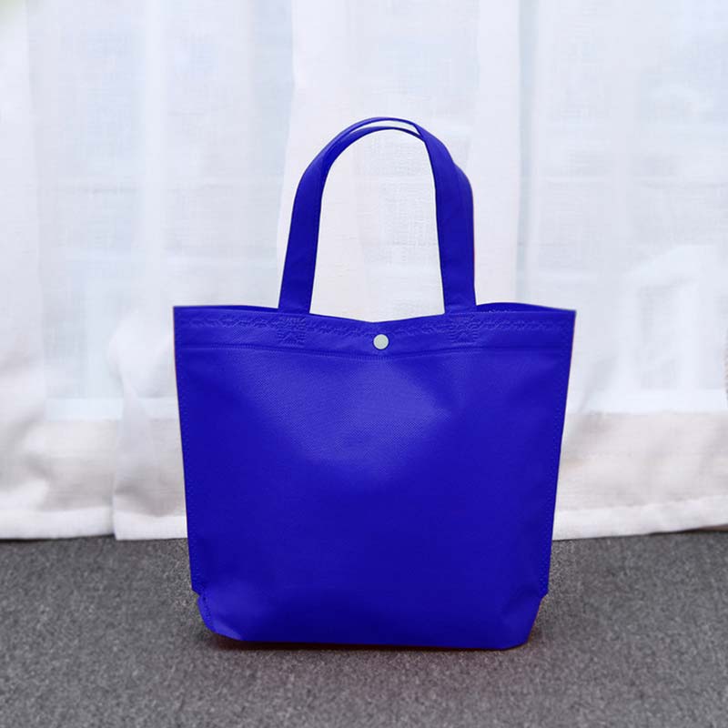 Heißer 36*45cm Faltbare Vlies Stoff Einkaufstasche Reusable Tote Beutel Frauen Reisen Lagerung Handtasche Schulter tasche mit Taste: Sapphire