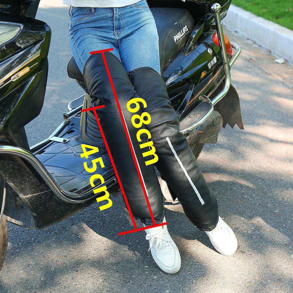 Genouillère de protection de Moto en cuir PU avec bande réfléchissante demi-Chaps épais Ski genouillère imperméable jambières Moto: Default Title