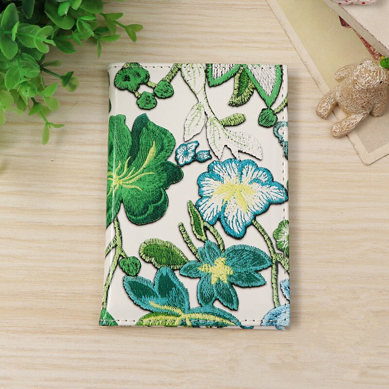 Vintage broderat tryck blomma pass fall pass täcka reser bärbara flygbiljetter visitkort innehavaren