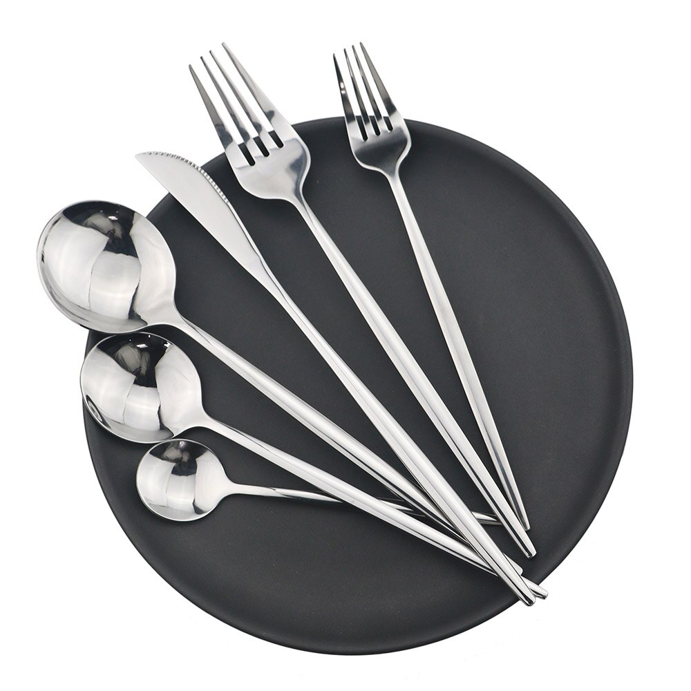 30Pcs Silverware Set 18/10 Stainless Steel Dinnerware Set Cutlery Set Knife Fork Spoon Dinner Set Silver Home Tableware Set: 36 Pcs