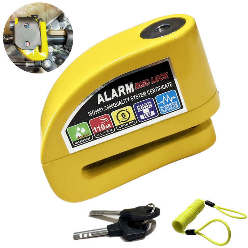 Blocco allarme moto impermeabile Blocco antifurto di sicurezza per scooter bici Blocco freno a disco moto + staffa di blocco + corda promemoria