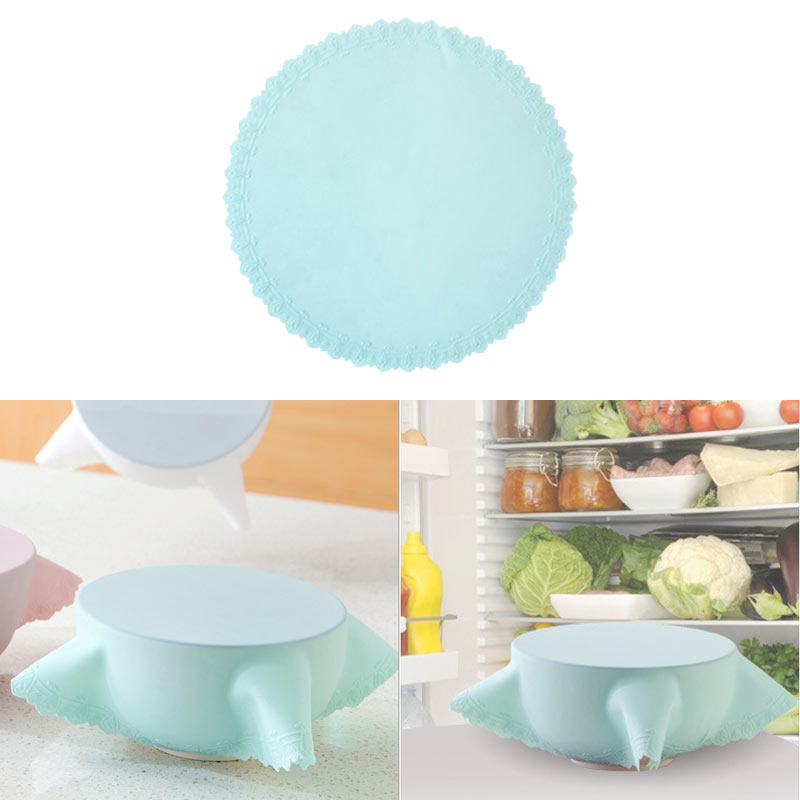 Hoomall Food Grade Silicone Wrap Food Fresh Keeping Saran Lid High Stretch Seal Vacuum Container Cover Storage Lids Kitchen Tool: blue