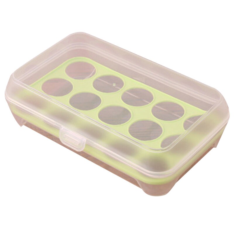 Bandeja de plástico para huevos, recipiente de almacenamiento para guardar huevos, contenedor organizador portátil con tapa para bandeja de huevos de uso doméstico 1 Uds: Green 15 grids