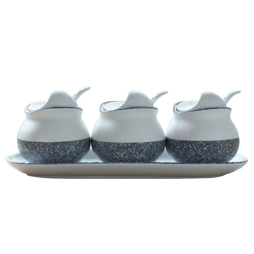 Recipiente de cerámica para cocina, caja de condimentos, juego de tres piezas, bote de sal, suministro de porcelana, botella de condimento wx9041454