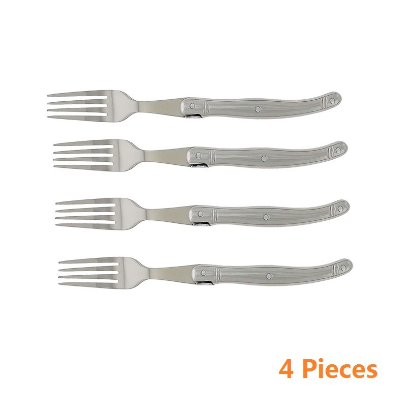 Laguiole Stainless Steel Steak Forks set Silver Dinner Fork Tableware Hollow Handle Cutlery Silverware 2/4/6/10pcs 9inch: 4pcs