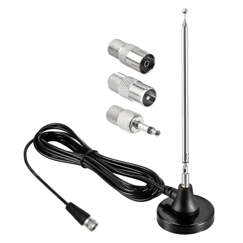 DAB FM Antenna High 75ohm FM Telescopic Antenna with 3 Adapters Indoor FM Radio Antenna for Home Stereo Receiver