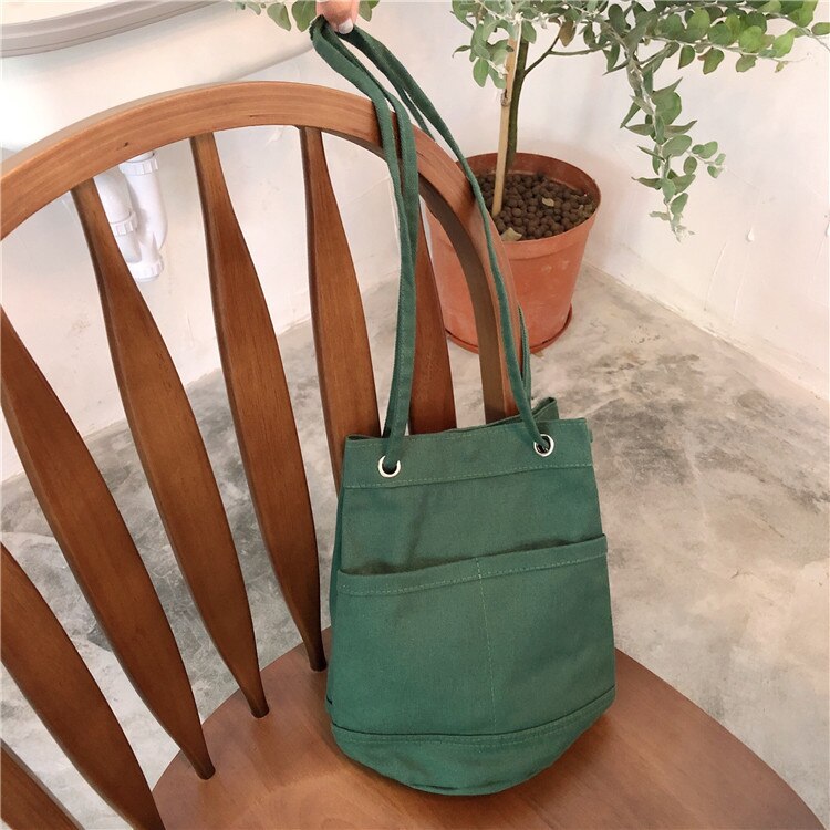 2019 moda canvas shoulderbag sacos balde messenger bag no forro de alta qualidade sacos de mulheres sólidos dois frete grátis: green