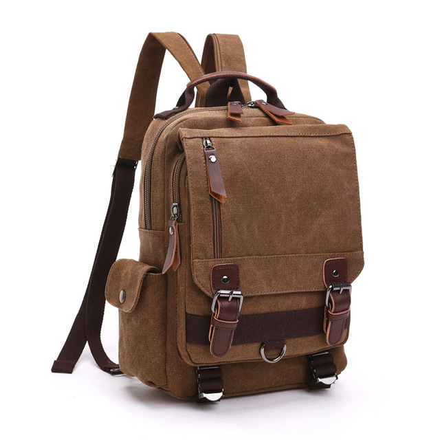 Canvas Schoudertas En Rugzak Mannen Reizen Terug Pack Multifunctionele Slings Tassen Voor Vrouwen Ipad Rugzak Tassen Dames Dagrugzak: Donkergrijs