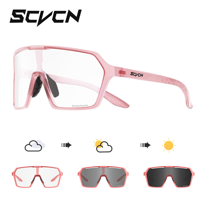 SCVCN Photochromic Cycling Sunglasses Outdoor Cycling Road Mountain Bike Glasses Men and Women Casual Hiking Windproof Glasses: Chocolate
