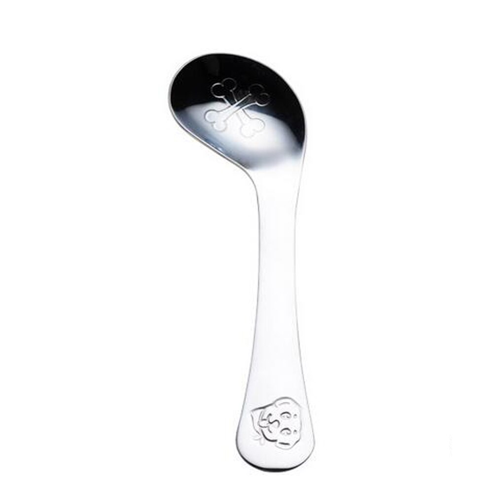 Enfants alimentation cuillère Style bébé infantile sûr cuillère en acier inoxydable cuillère courbe cuillère bébé pratique vaisselle: dog