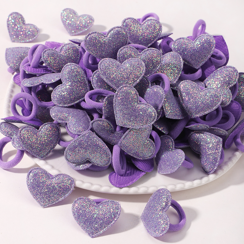 20 pçs crianças elásticos faixas de cabelo meninas bola de pelúcia faixa de borracha para crianças doces scrunchie laços de cabelo clipe acessórios de cabelo do bebê: Damasco