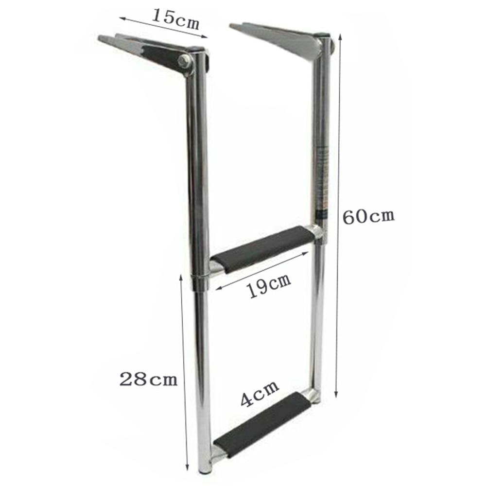 2 Steps Marine Telescoping Ladder Boat Ladder Deck Outboard Swim Step Over Platform Telescoping Ladders