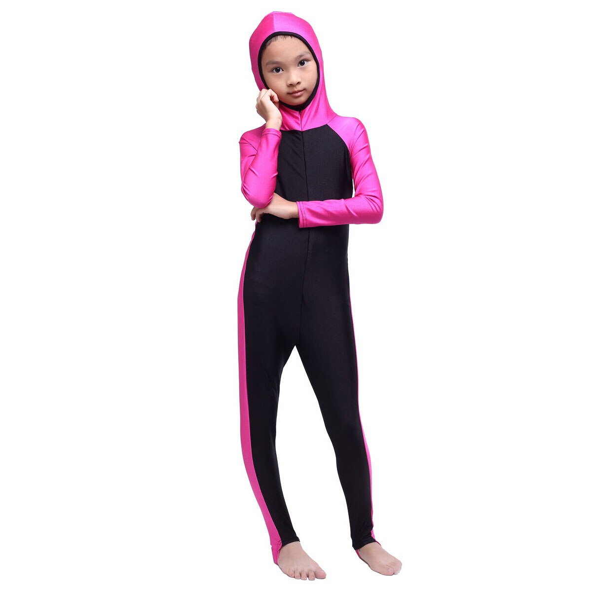 Muslim Swimwears Two-Piece Suits Striped Islamic Children Modest Swimsuits Girls Islam Sport Beach Wear Swimming Diving Burkinis
