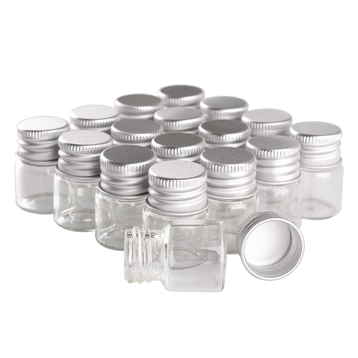 48 Pcs 5 Ml 22*30 Mm Glazen Flessen Met Aluminium Caps Mini Glazen Potten Kleine Flesjes Voor Inkt