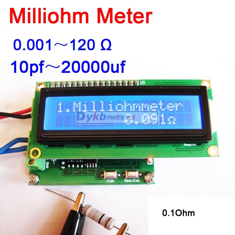 Milliohm meter høj præcision 0.001-120 ohm lav modstand tester kapacitans meter modul