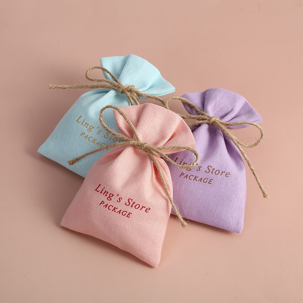50pcs Drawstring Cotton Burlap Bucket Jewelry Bag Pouch Fit For Wedding Candy Small Pouch Eyelashes Makeup Jewelry Sachet