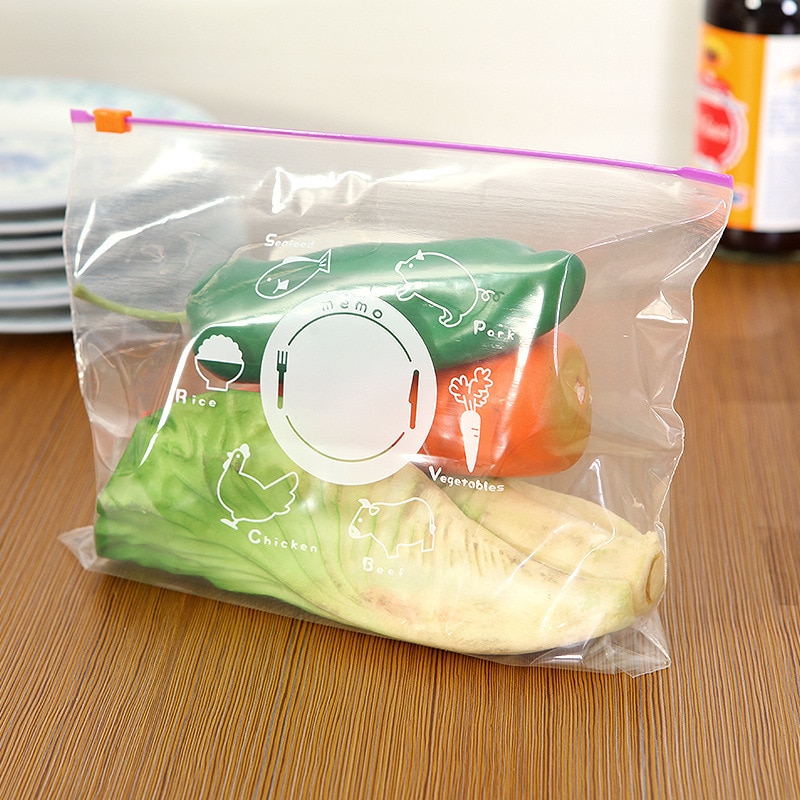 10PCS Food Ziplock Bag Reusable Fresh Zipper Bags Freezing Heating Food Storage Bags Vacuum Sealed Bag Kitchen Accessories