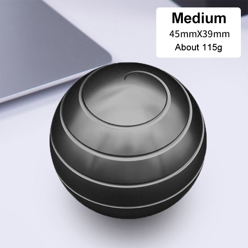 38/45/54mm Mini Desktop Stress Relief Toy Revolving Decompression Ball Desk Office Decor Art Toy Rotary Tabletop Ball for Kids: M Black