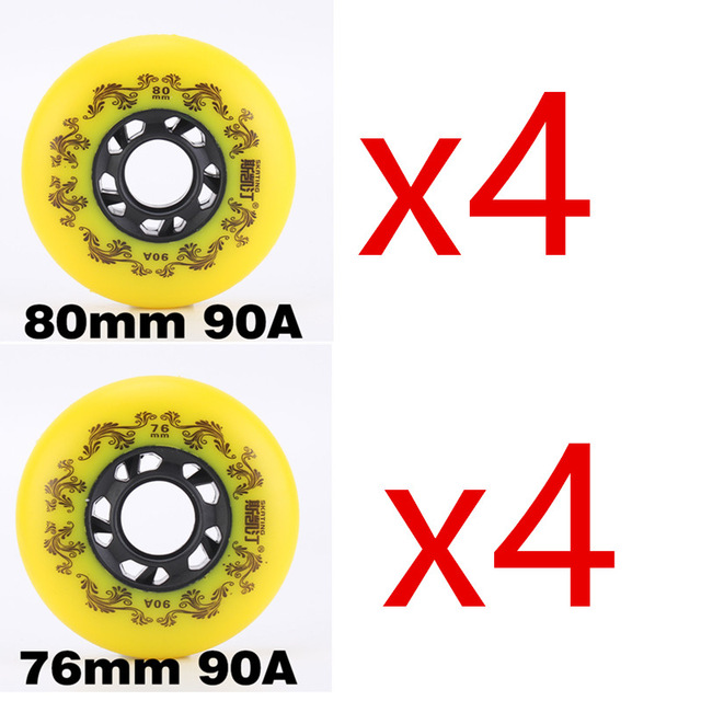 Ruedas para patines en línea, color blanco/amarillo, 90A, neumático duradero de estilo libre, 72mm, 76mm, 80mm, patín Seba, rueda de hoja de repuesto, 8 Uds.: Verde