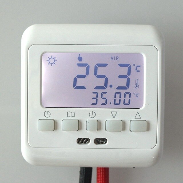 Termostato de pared con pantalla LCD para calefacción de suelo, controlador de temperatura, programación semanal, termostato antiinterferencias, retroiluminación blanca: Default Title