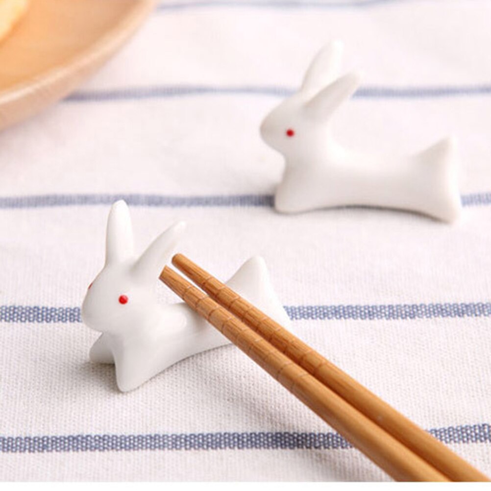 4Stck Hase bilden Essstäbchen Gestell Japanischen Stil Porzellan Löffel Halfter Essstäbchen Rest für Hotel und Haus