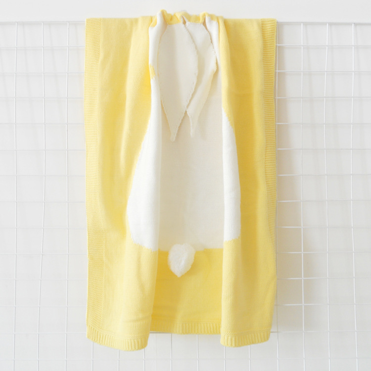 luft tilstand quilt kanin rev strikket baby tegneserie dyr teppe sofa barnevogn dekker låve nyfødt sengetøy swaddle dekk: Gul kanin